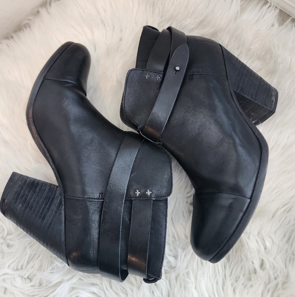 RAG & BONE HARROW LEATHER HEEL BOOTIES ROUND TOE BLACK SZ 39/8.5 - Picture 7 of 14